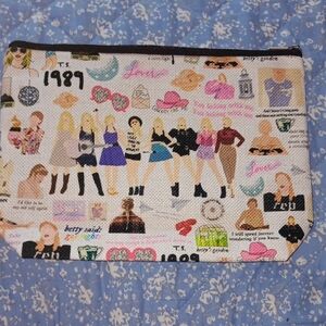 Trendy Taylor Swift The Era Tour Graphic Print Zippered Canvas Pouch New!